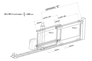 KIT Base per Cancelli Telescopici a 2 Ante, da 4, 6 e 8 Metri - IBFM